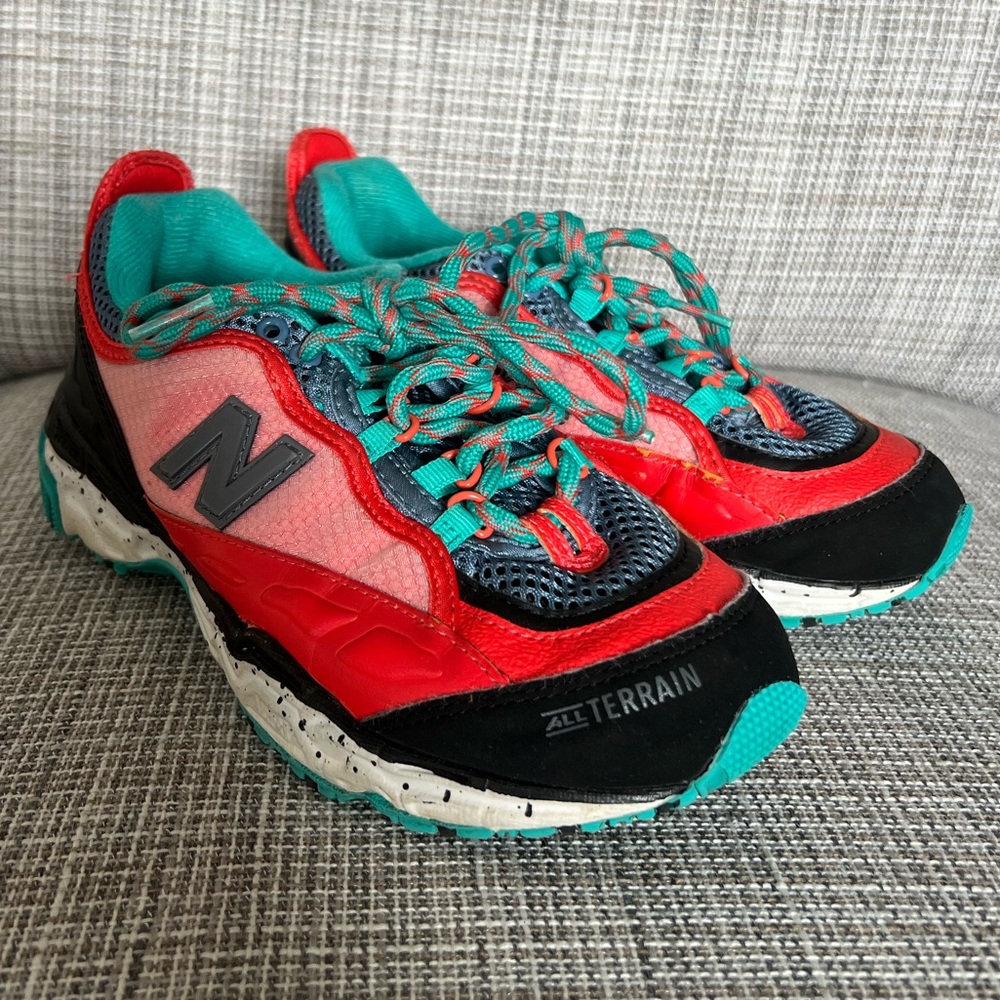 New Balance: 801 Trail Sneakers - Red, Teal & Black: Size 4